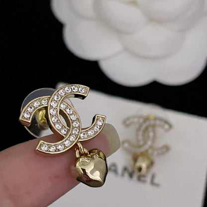 CC Diamond Heart Pendant Earrings