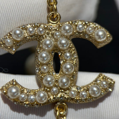 CC 100th Anniversary Fuax Pearl Long Necklace