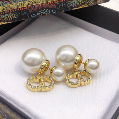 CD Tribales Diamond Logo Pearl Earrings
