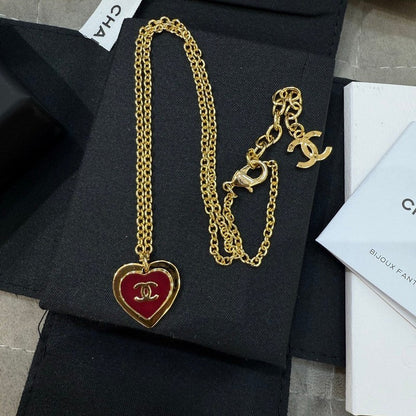 CC Black & Red Heart Gold Necklace