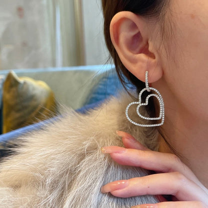 T Heart Diamond Earrings