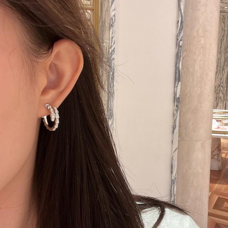BVLG Serpenti Diamond Gold Earring